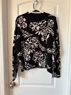 Cyrus Black & White Floral Turtleneck Sweater